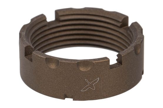 Forward Controls Design CN5F Billet Machined Castle Nut for A5 Length Receiver Extensions in Burnt Bronze has a rock solid installation.